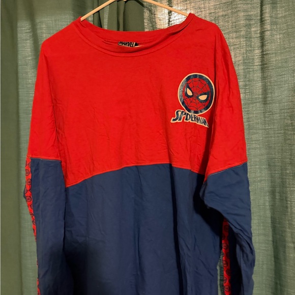 Marvel Tops - Women’s 2XL Marvel Red & Blue Spider-Man Colorblock Long Sleeve Tee